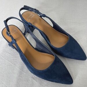 Donald Pliner Shanie Pump Sling Back Blue Suede 8 1/2